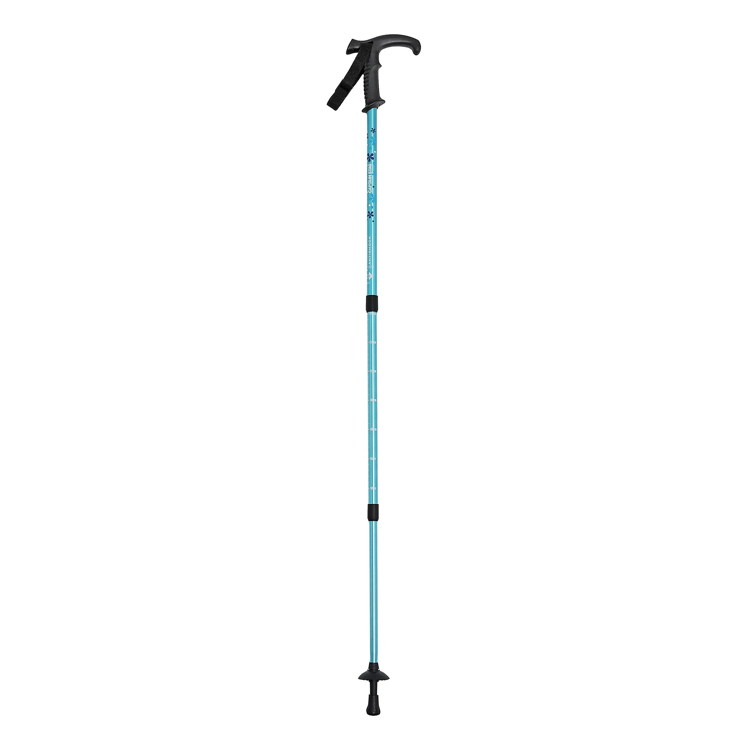CAPTAIN STAG Trekking Pole Trekking Stick T-Grip 3-Section Telescopic Anti-Shock System Blue/Flower FEEL BOSCO M-9856