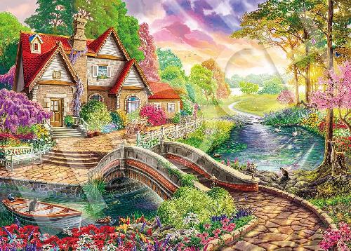 EPOCH 2000 Super Small Piece Jigsaw Puzzle Illustration/Art Elegant Collection The Magical House by the River (38×53cm) 54-227 Glue Included Spatula Included Point Voucher Included EPOCH