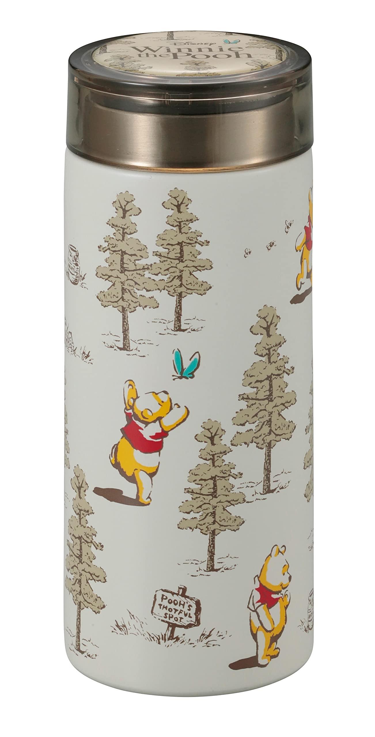 Pearl Metal Water Bottle, Disney Smart Personal Bottle, 200ml, Lightweight, Vacuum Double-Wall Construction, Insulated for Hot/Cold, Winnie the Pooh/Natural