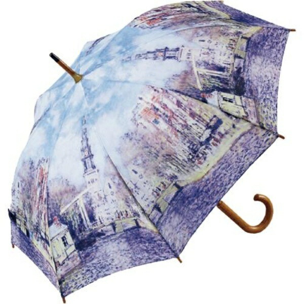 Wooden Jump Umbrella: Masterpiece Series - Monet's “Church on the Waterfront”