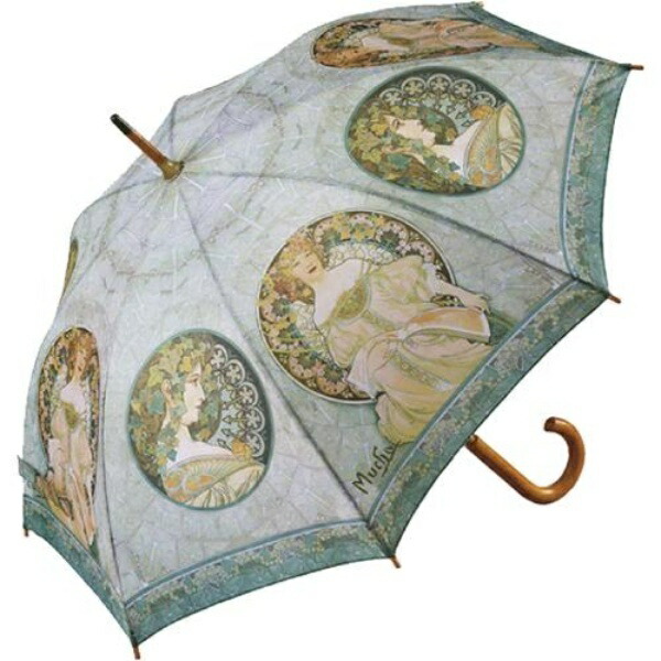 U-Power Umbrella Multi-Color 58cm (Rib Length) Wooden Jump Umbrella Masterpiece Series Mucha “Ivy and Dreams” AU-02205