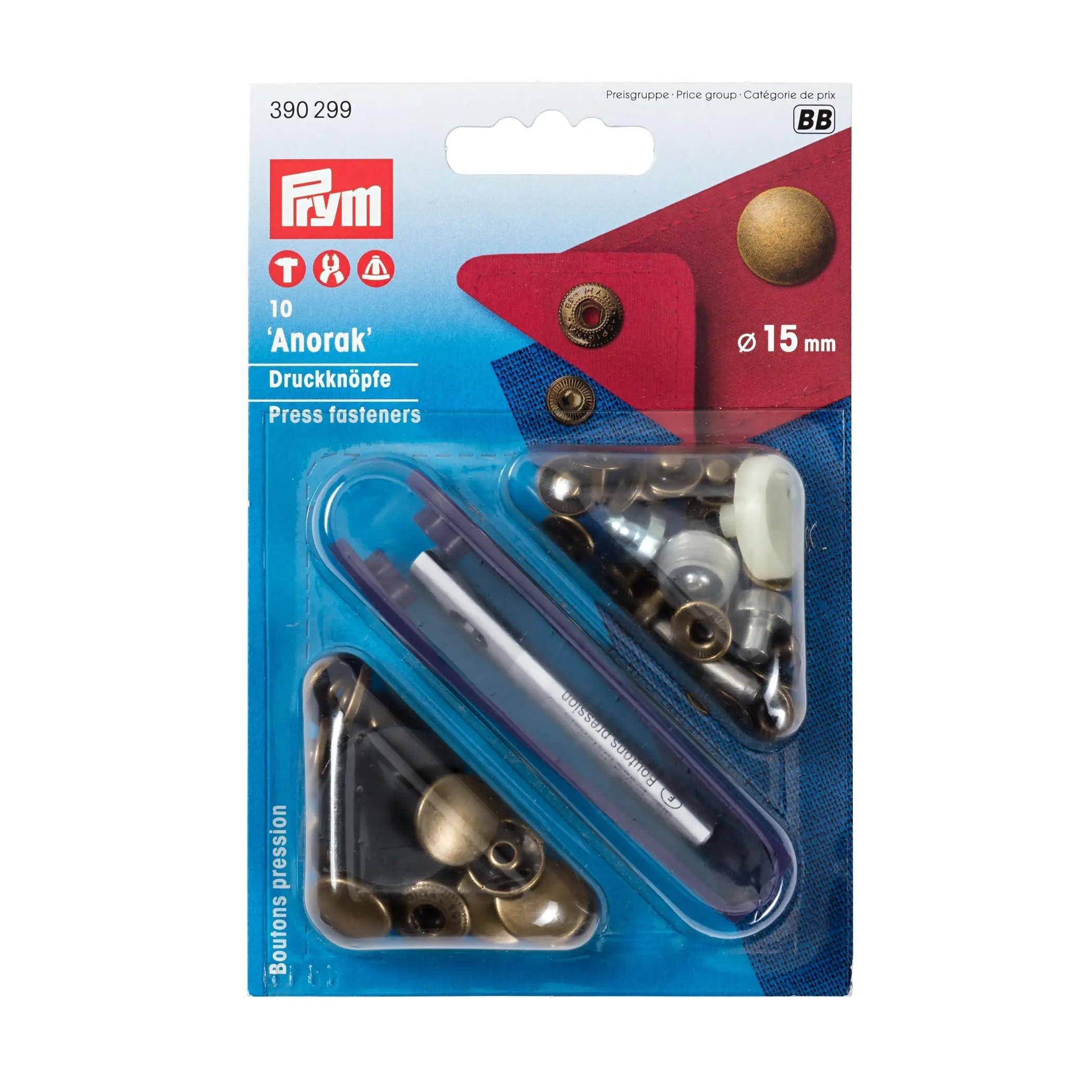 Prym Snap Button Anorak Kit φ15mm 10 Sets Antique Brass 390299