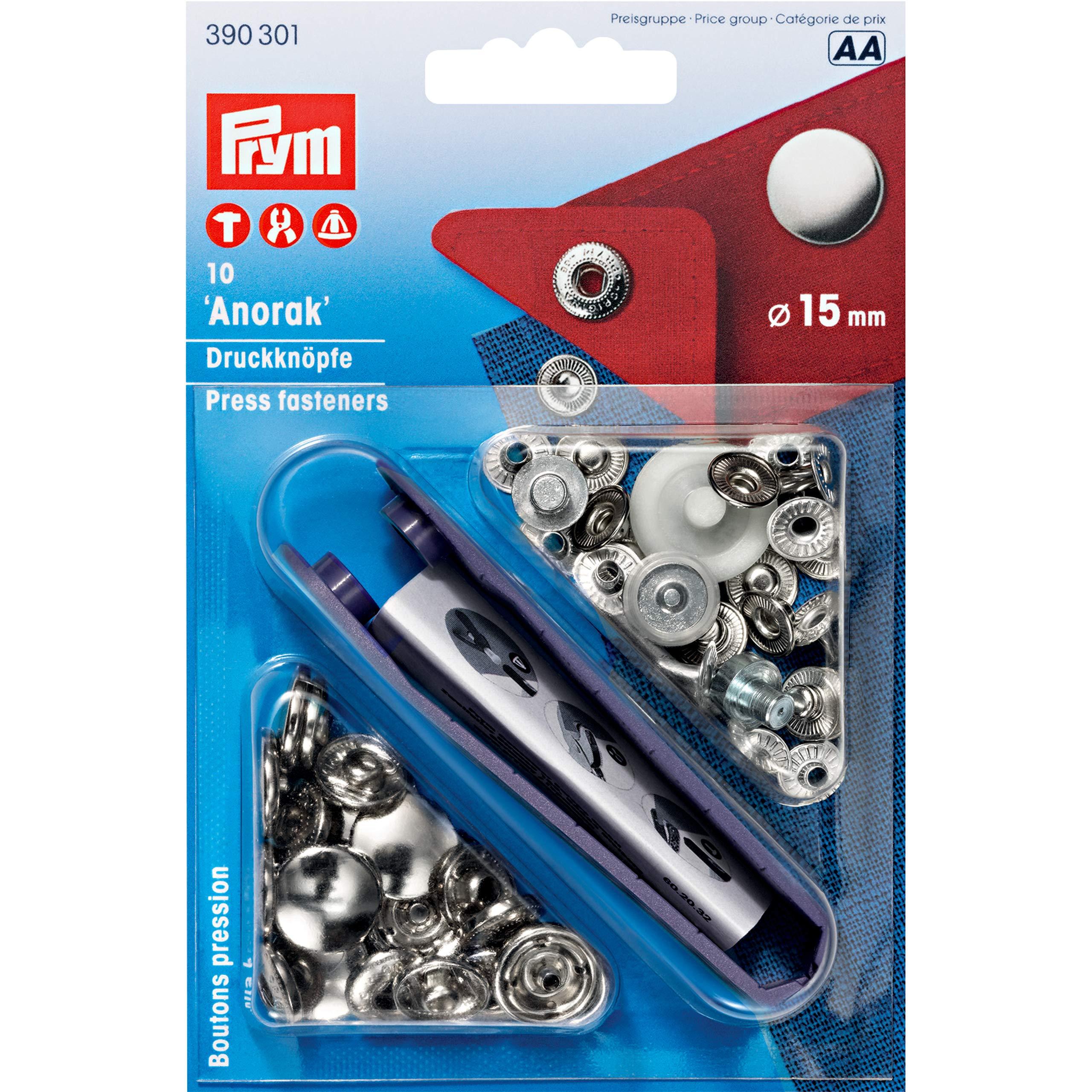 Prym Snap Button Anorak Kit φ15mm 10 Sets Nickel 390301