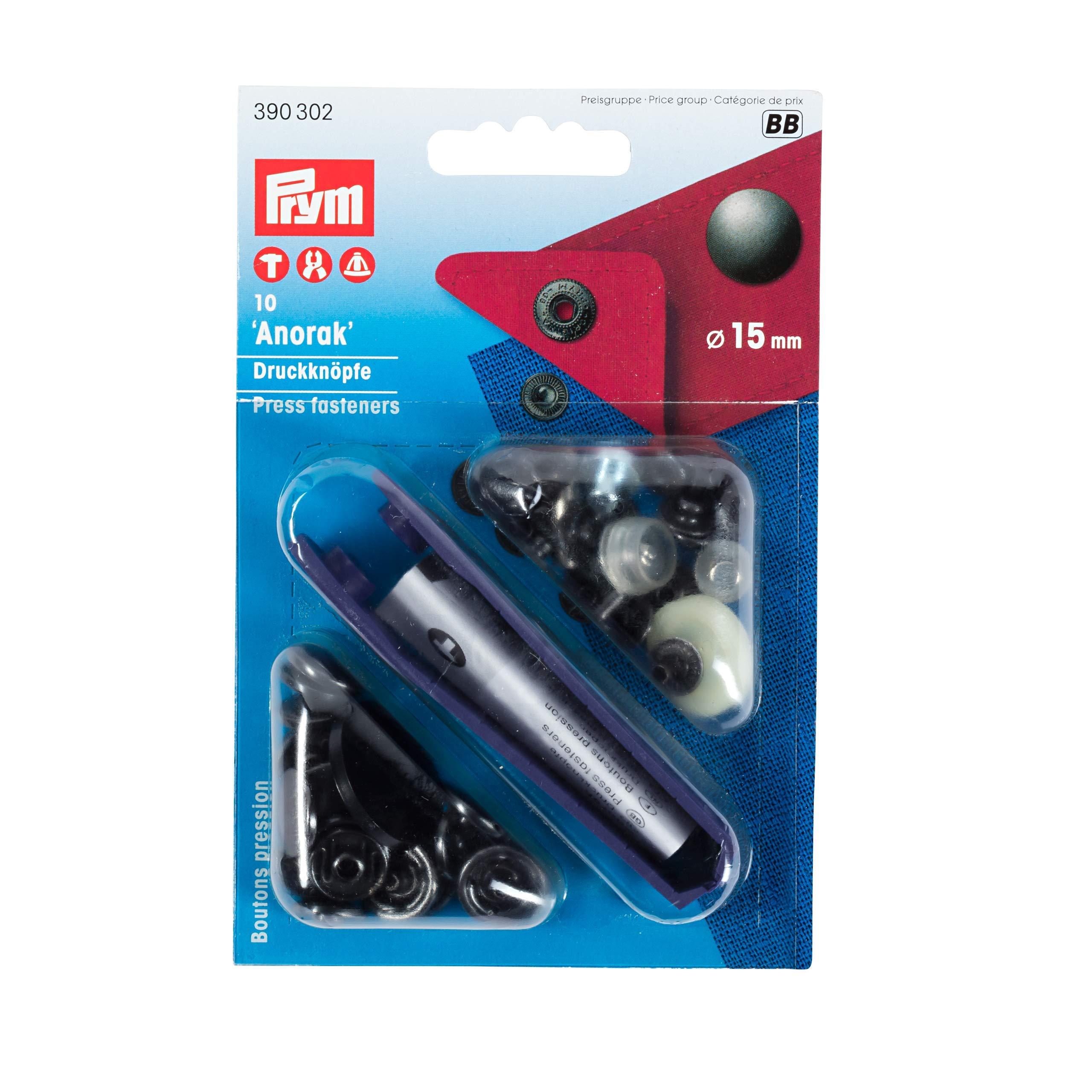 Prym Snap Button Anorak Kit Included φ15mm 10 Sets Black Nickel 390302