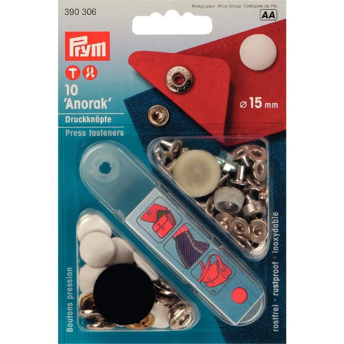 Prym Snap Button Anorak Kit φ15mm 10 Sets White 390306