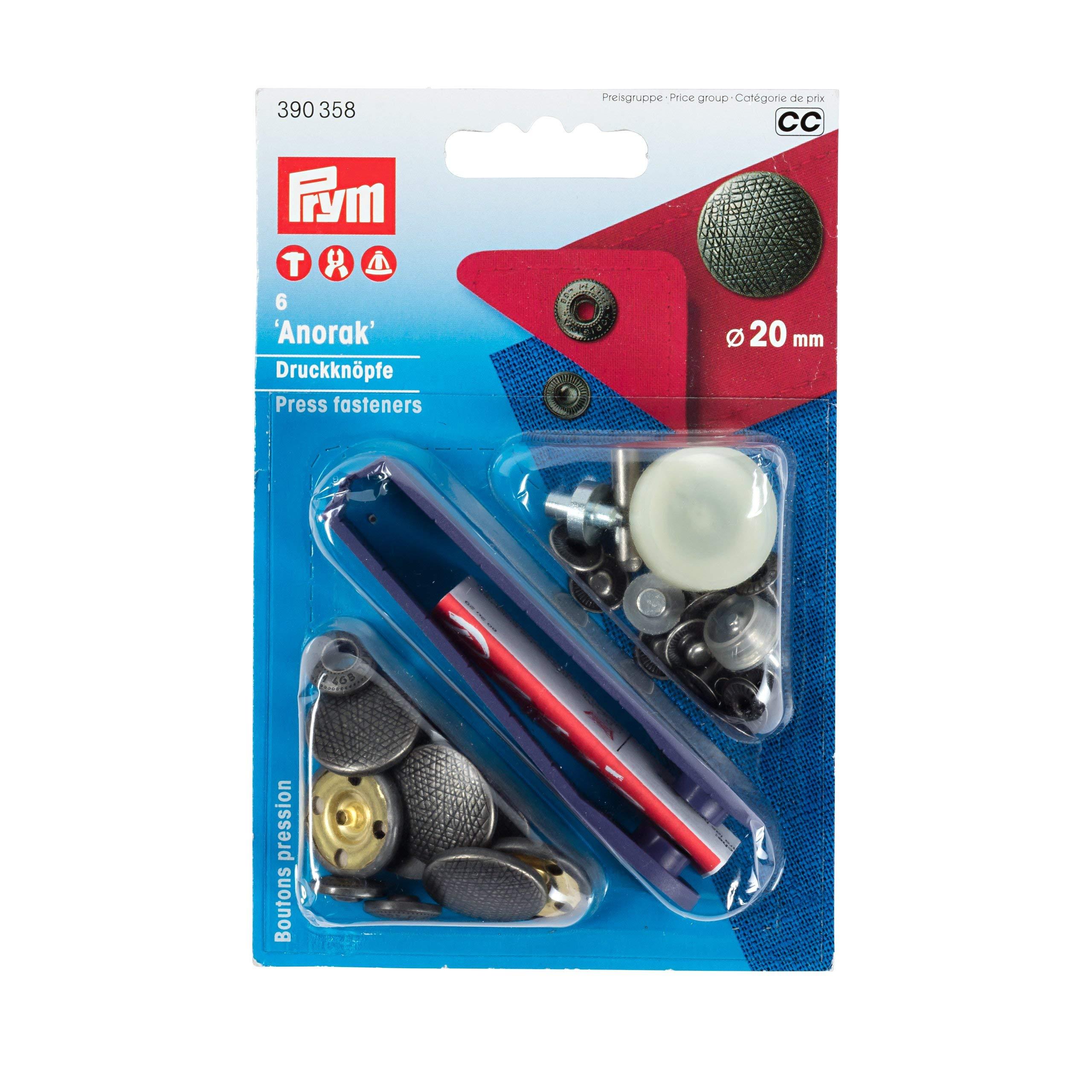 Prym Snap Button Anorak Kit φ20mm 6 Sets Antique Silver 390358