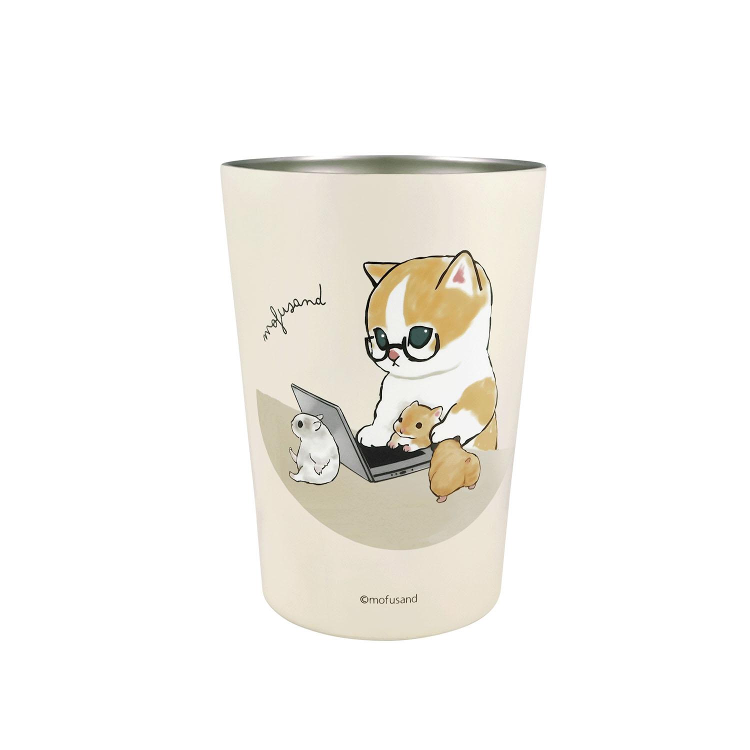 mofusand 2-Way Vacuum Double-Wall Tumbler M Office Work Desk Cup Insulated Hot/Cold Function Holder Cup Cute Cat 53-2035