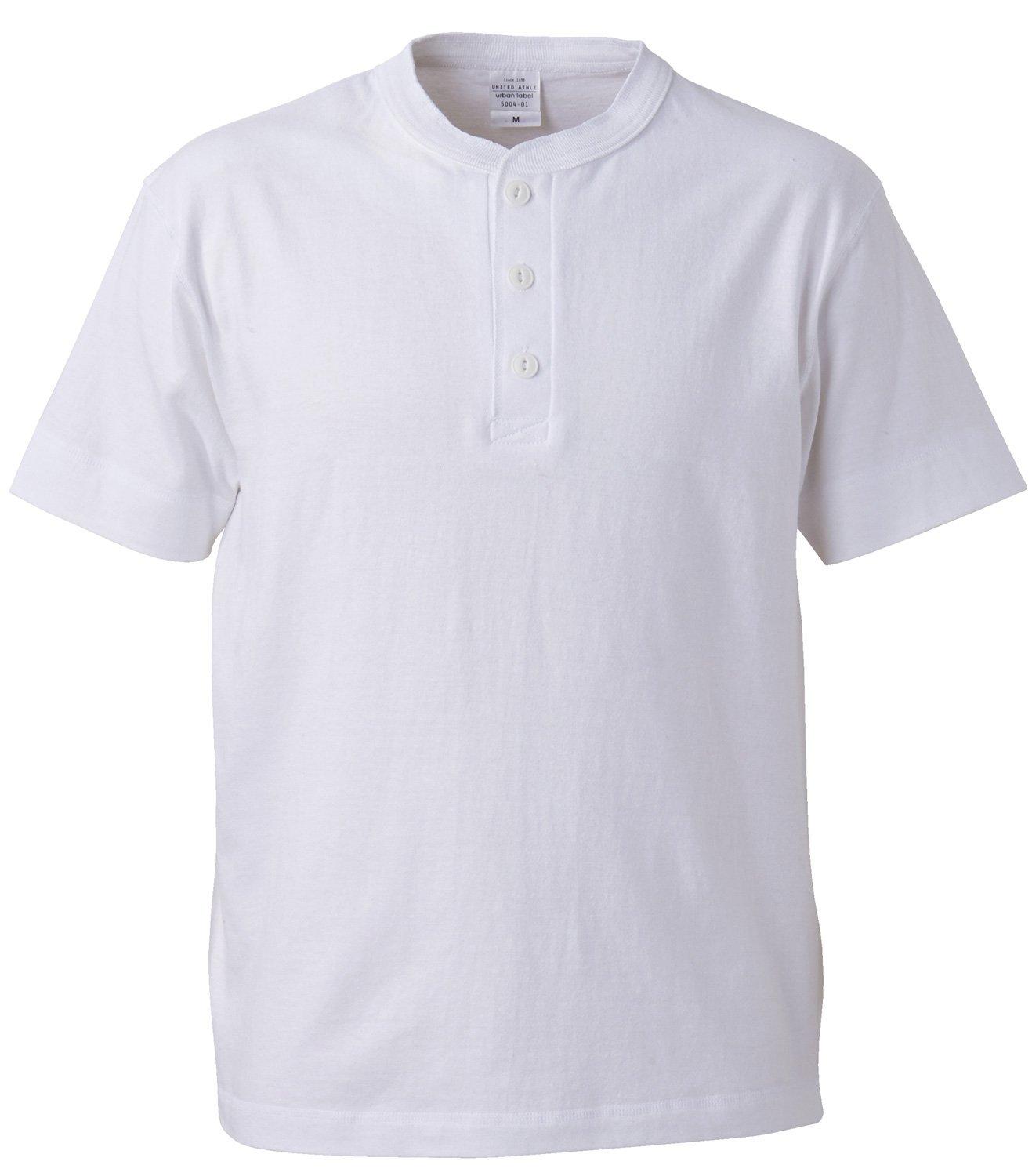 [United Athle] 5.6 oz Henley Neck T-Shirt 500401 Men's 001 White XL