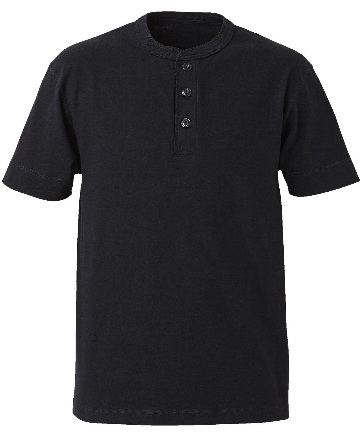 [United Athle] 5.6 oz Henley Neck T-Shirt 500401 002 Black L