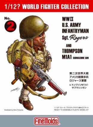 FineMolds 1/12? World Fighter Collection WWII U.S. Army Infantry Sgt. Rogers & Thompson M1A1 Plastic Model Unpainted Assembly Kit FT02