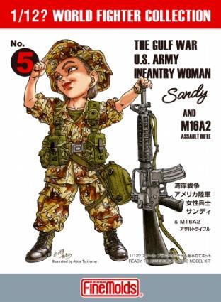 FineMolds 1/12? World Fighter Collection U.S. Army Female Soldier (Gulf War) Sandy & Colt M16A2 Plastic Model Kit Unpainted Assembly Kit
