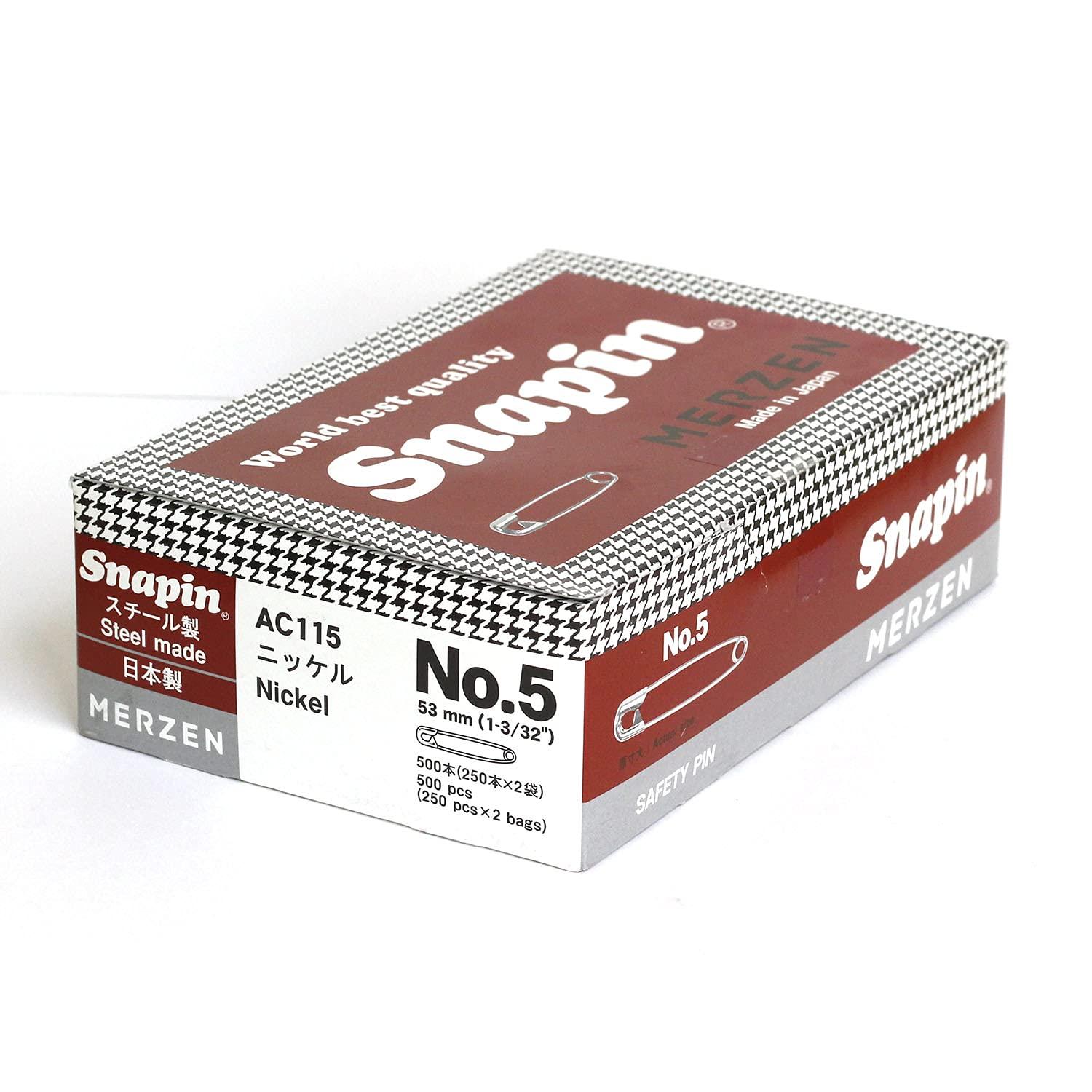 MERZEN Snap-In Safety Pins, Silver, 53mm, 500 Pieces, AC115-5