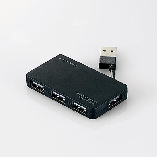 [4-Port] USB 2.0 Hub (Black) Approx. 65 (W) × 37.3 (D) × 9 (H) mm (excluding cable)