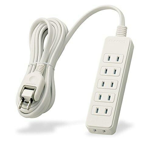ELECOM Power Strip with Dust-Proof Shutters, 6 Outlets, 3m Cord, White T-ST02N-2630WH