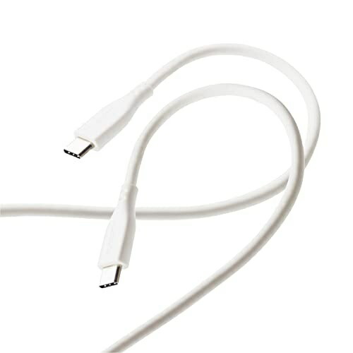 ELECOM Type-C to Type-C Cable (USB PD Compatible) Maximum 60W Output Silicone Material Soft and Smooth Feel 2m White MPA-CCSS20WH