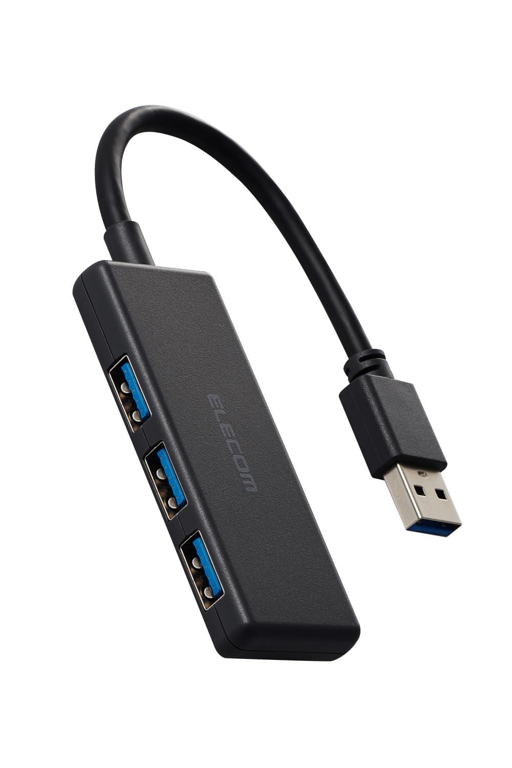ELECOM USB Hub USB 3.0 Bus-Powered 3-Port Black U3H-H030BK