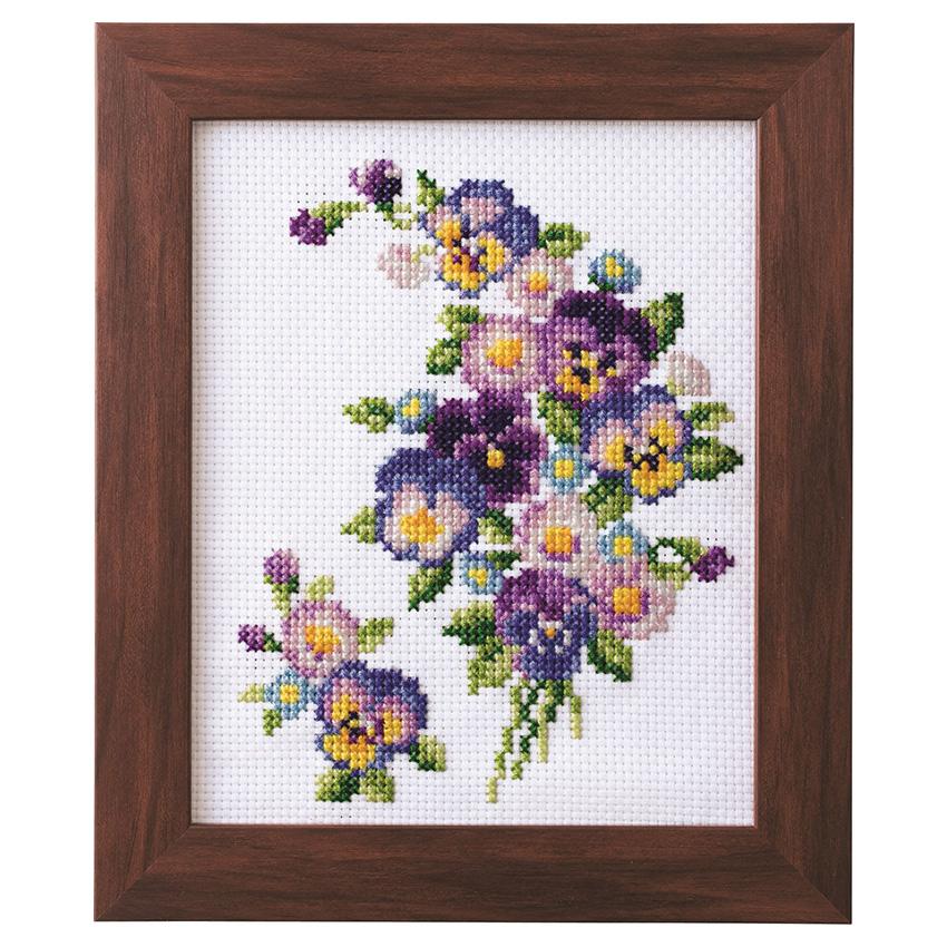 COSMO Embroidery Kit Seasonal Flower Arrangement: Pansies and Daisies No.522202
