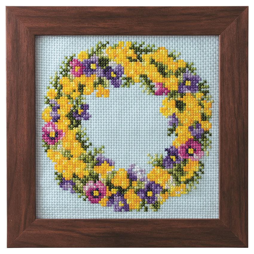 COSMO Embroidery Kit Seasonal Flower Arrangement: Mimosa Wreath No.522203