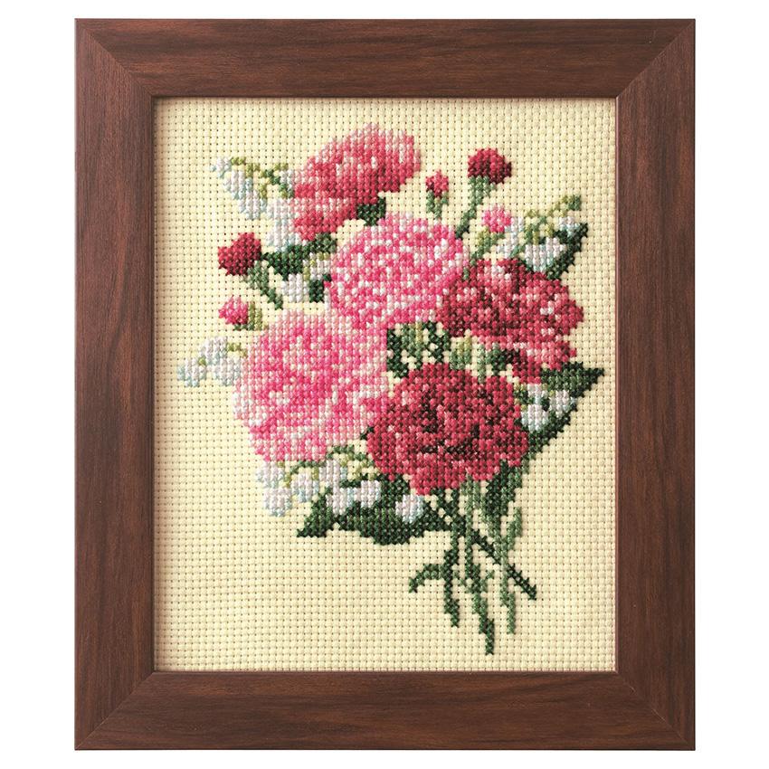 COSMO Embroidery Kit Seasonal Flower Arrangement: Carnations and Lily of the Valley No.522205