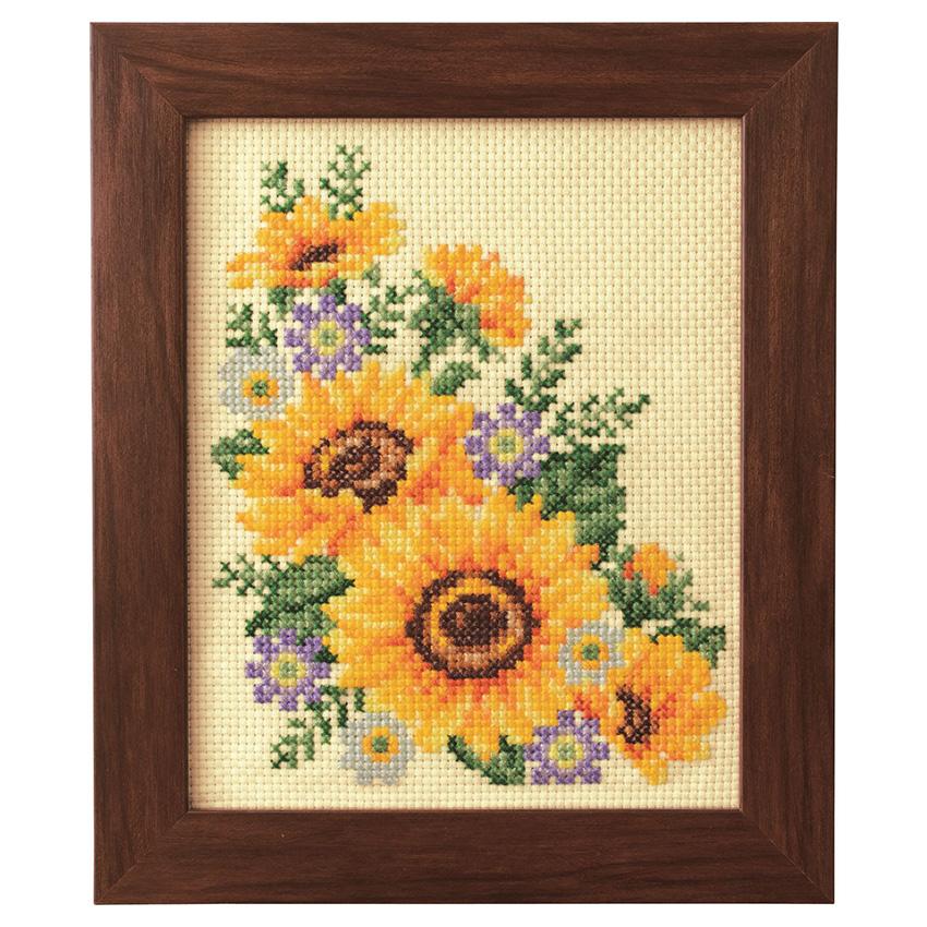 COSMO Embroidery Kit Seasonal Flower Arrangement: Sunflowers and Forget-Me-Nots No.522207