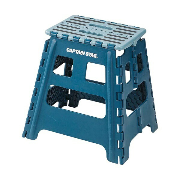 CAPTAIN STAG Step Stool Chair Folding Step L Size Blue UW-1505