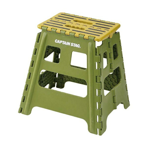 CAPTAIN STAG Step Stool Chair Folding Step L Size Green UW-1506