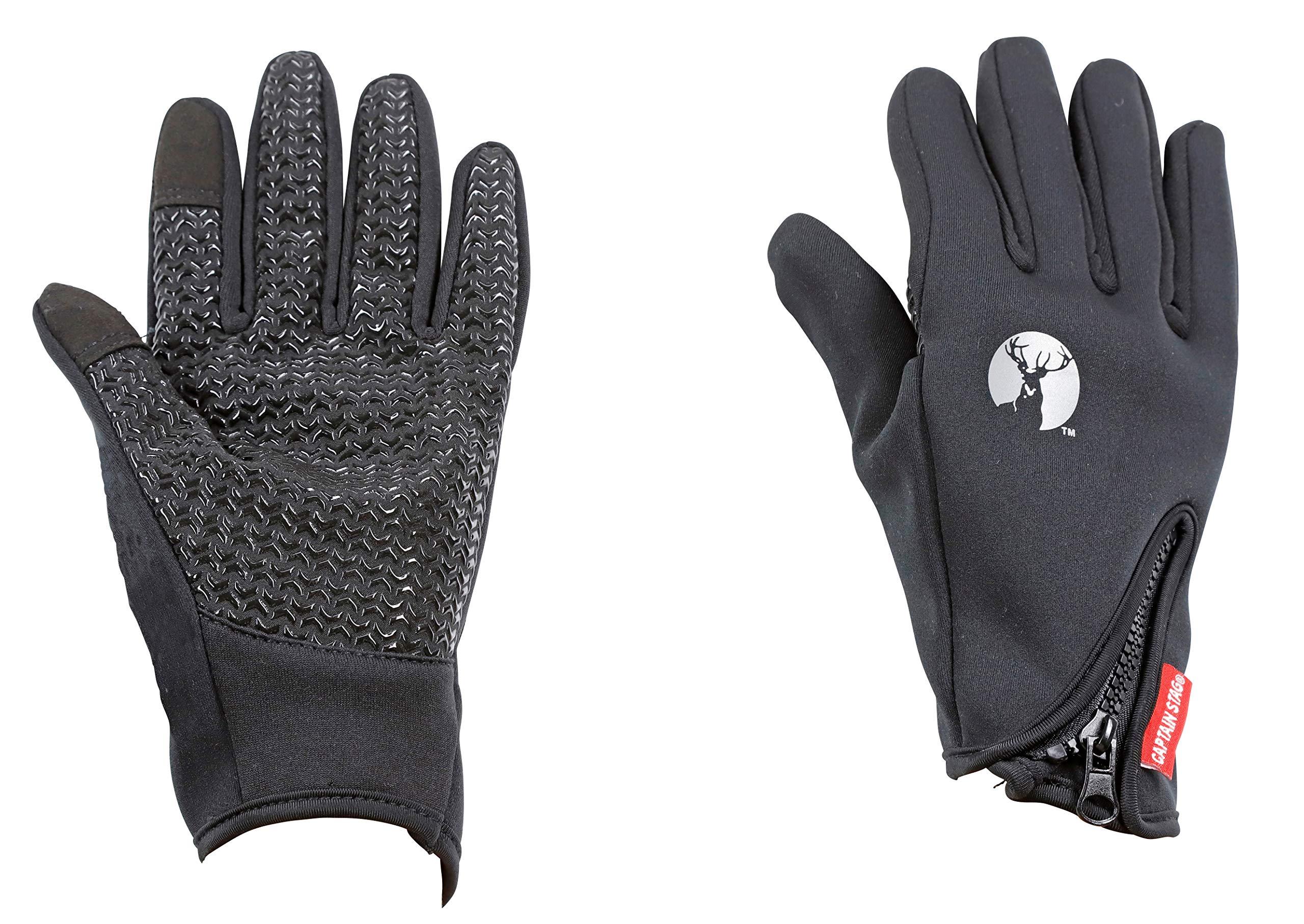 CAPTAIN STAG Gloves Windproof Cold-Resistant Wetsuit Fabric Slim Type Smartphone Compatible Unisex Size S Black UX-1038