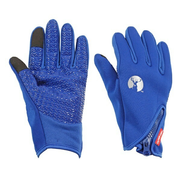 CAPTAIN STAG Gloves Windproof Cold-Resistant Wetsuit Fabric Slim Type Smartphone Compatible Unisex L Size Blue UX-1143