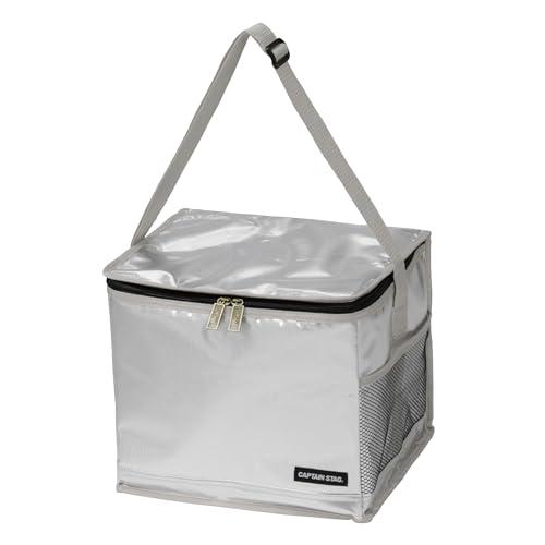 CAPTAIN STAG Insulated Cooler Bag, Foldable Storage, Double Flap Cooler Bag, 15L Capacity, Silver Delis UE-650