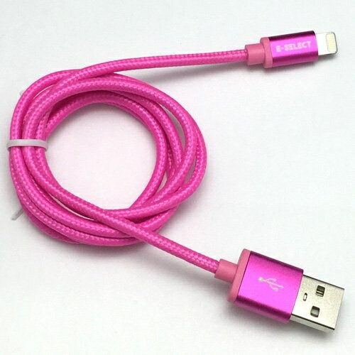 E-SELECT MFI Certified Lightning Color Cable (Nylon Braided Type Resistant to Breakage) 1m Pink ES-LTCB1ANP