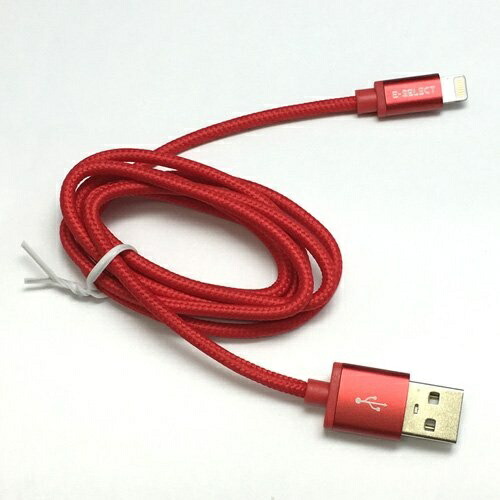E-SELECT MFI Certified Lightning Color Cable (Nylon Braided Type Resistant to Breakage) 1m Red ES-LTCB1ANR