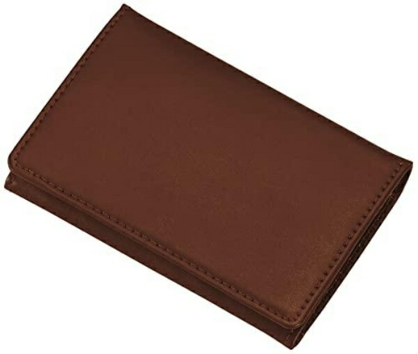 Reimei Fujii Business Card Holder with Memo Holder, Leather, Brown GLN1055C
