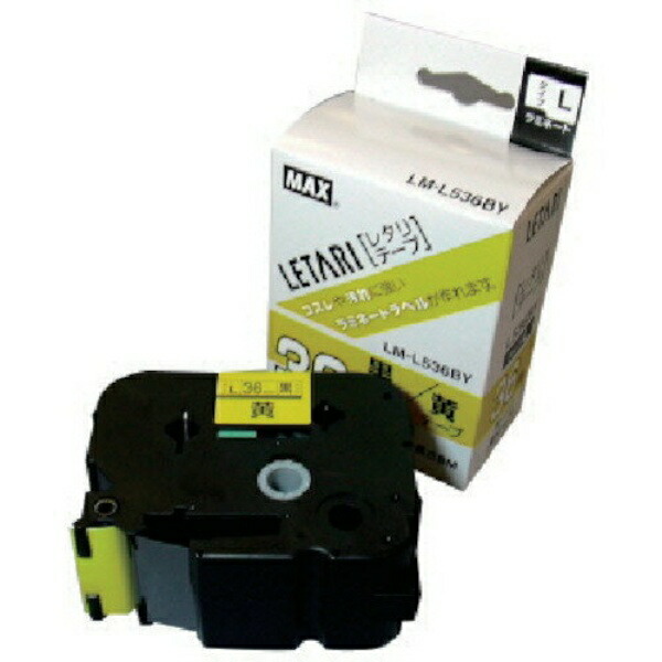 Max Beepop Mini Tape Cassette Strong Adhesive 36mm Width Yellow with Black Text LM-L536BY