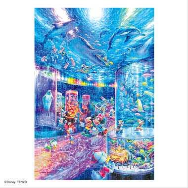 Tenyo 500-Piece Stained Glass Art GYUTTO Series Jigsaw Puzzle Disney Night Aquarium (25×36cm) DSG-500-636 Includes Service Card