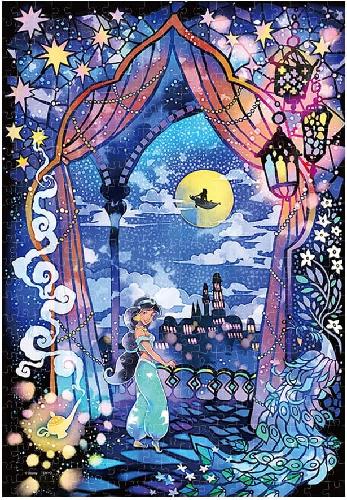 Tenyo 500-Piece Stained Glass Art GYUTTO Series Jigsaw Puzzle Disney Aladdin Feel the Freedom... (25×36cm) DSG-500-639 Includes Service Card