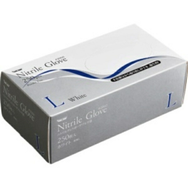 Kawanishi Kogyo Nitrile Disposable Gloves Powder-Free 250P L Size White