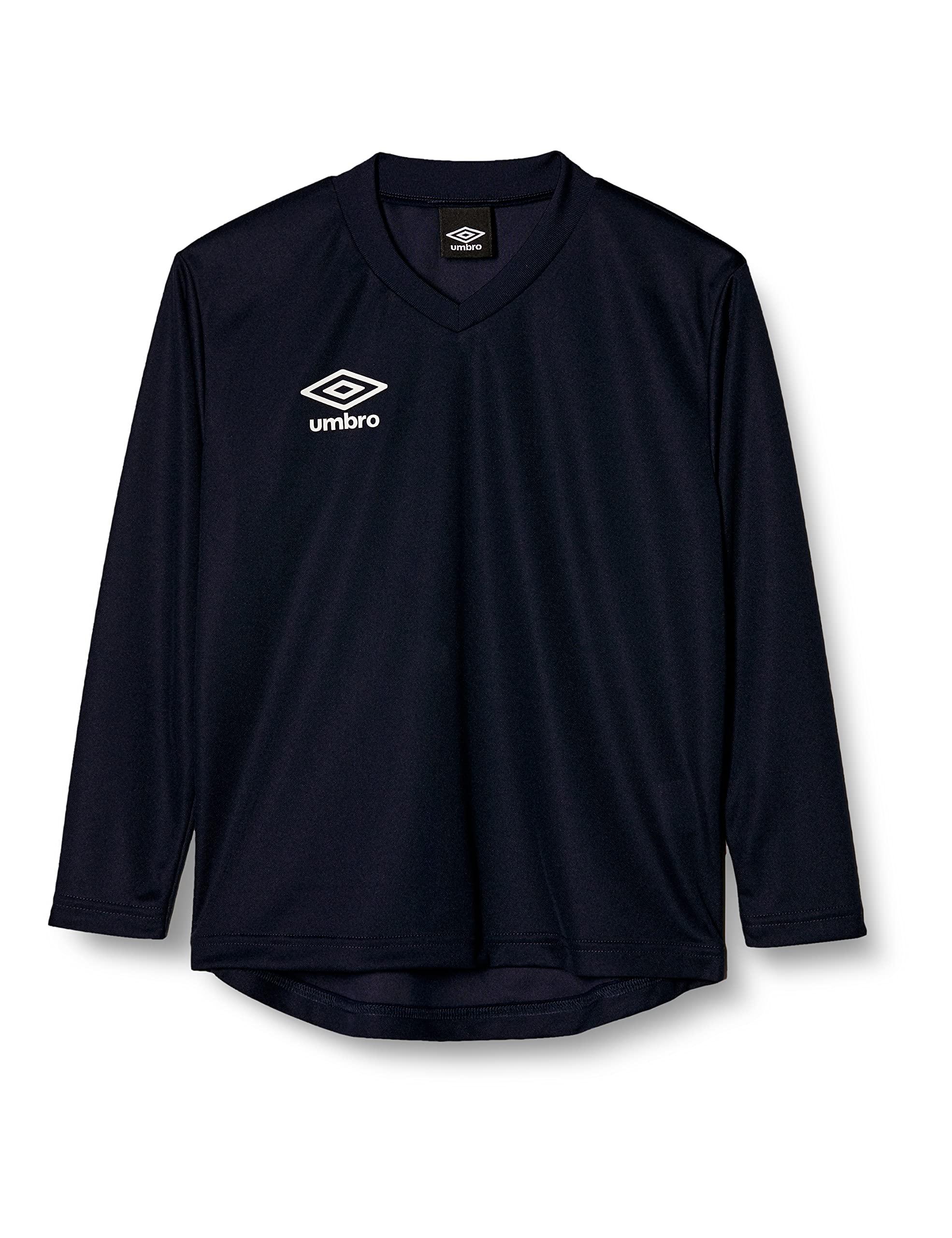 [Umbro] Long-Sleeve T-Shirt Soccer Futsal One-Point Long Sleeve Moisture-Wicking Quick-Dry Stretch Kids Junior Unisex Practice Club School NVY (UAS6307JL) 140