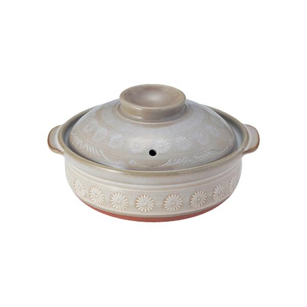 Banko-yaki Ginpo Clay Pot (Deep Pot) Size 6 for 1 Person, Hana Mishima, Direct Heat Compatible, Heat Retention, Made in Japan 21061