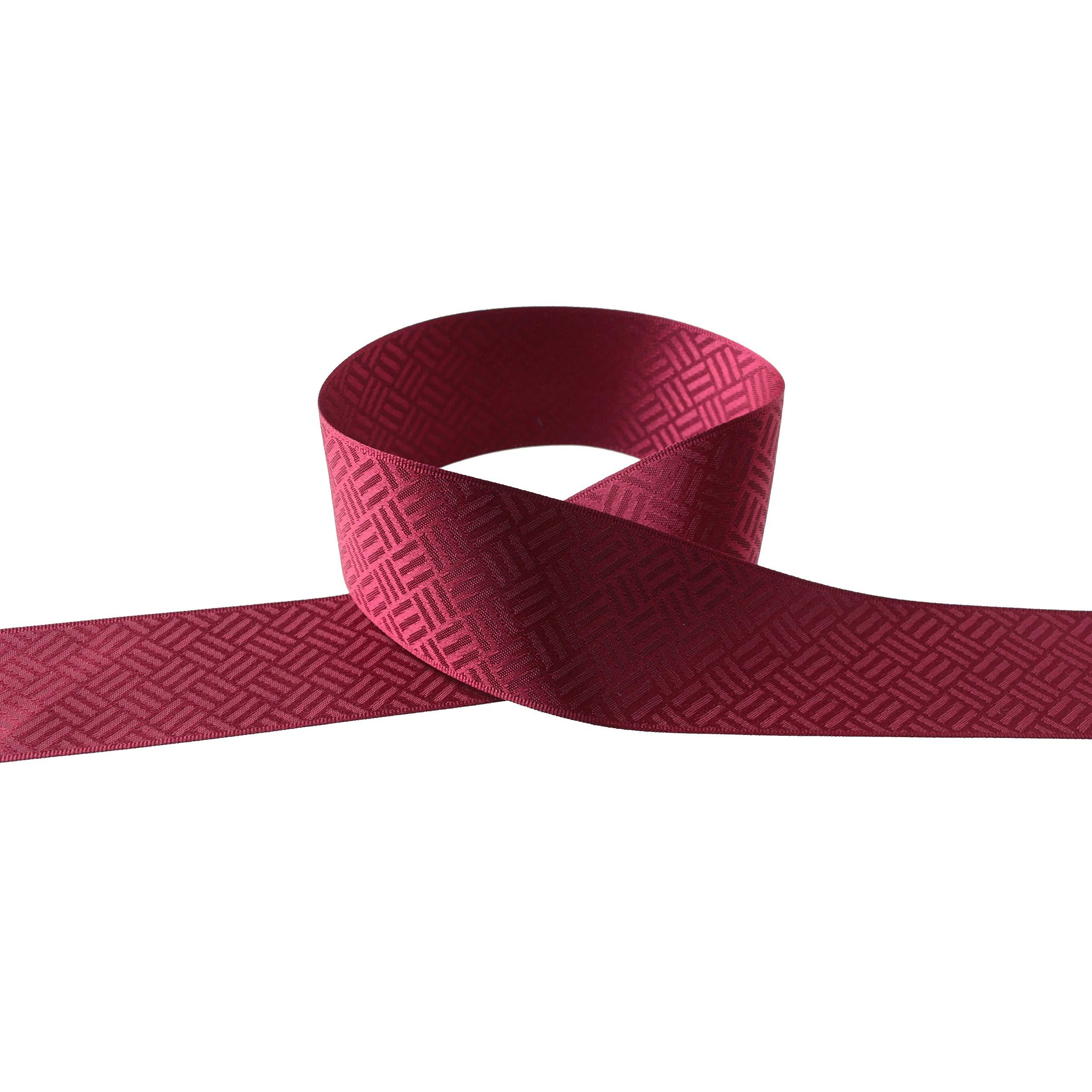 Konishi Ribbon Japanese Pattern Ribbon Romantic Style Sashiko Pattern 36mm x 5m Roll Burgundy KR7100-36-35
