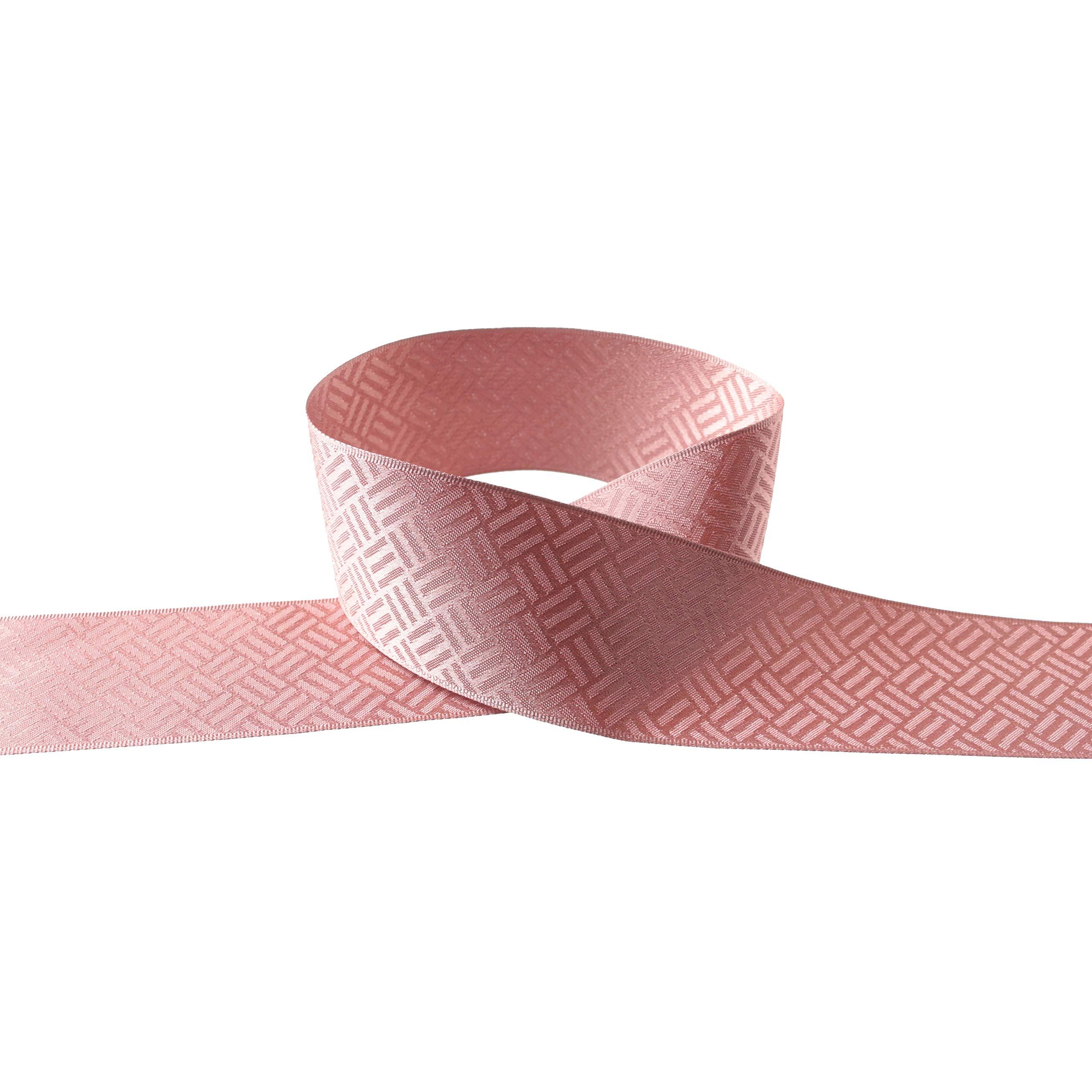 Konishi Ribbon Japanese Pattern Ribbon Romantic Style Sashiko Pattern 36mm x 5m Roll Dusty Pink KR7100-36-50