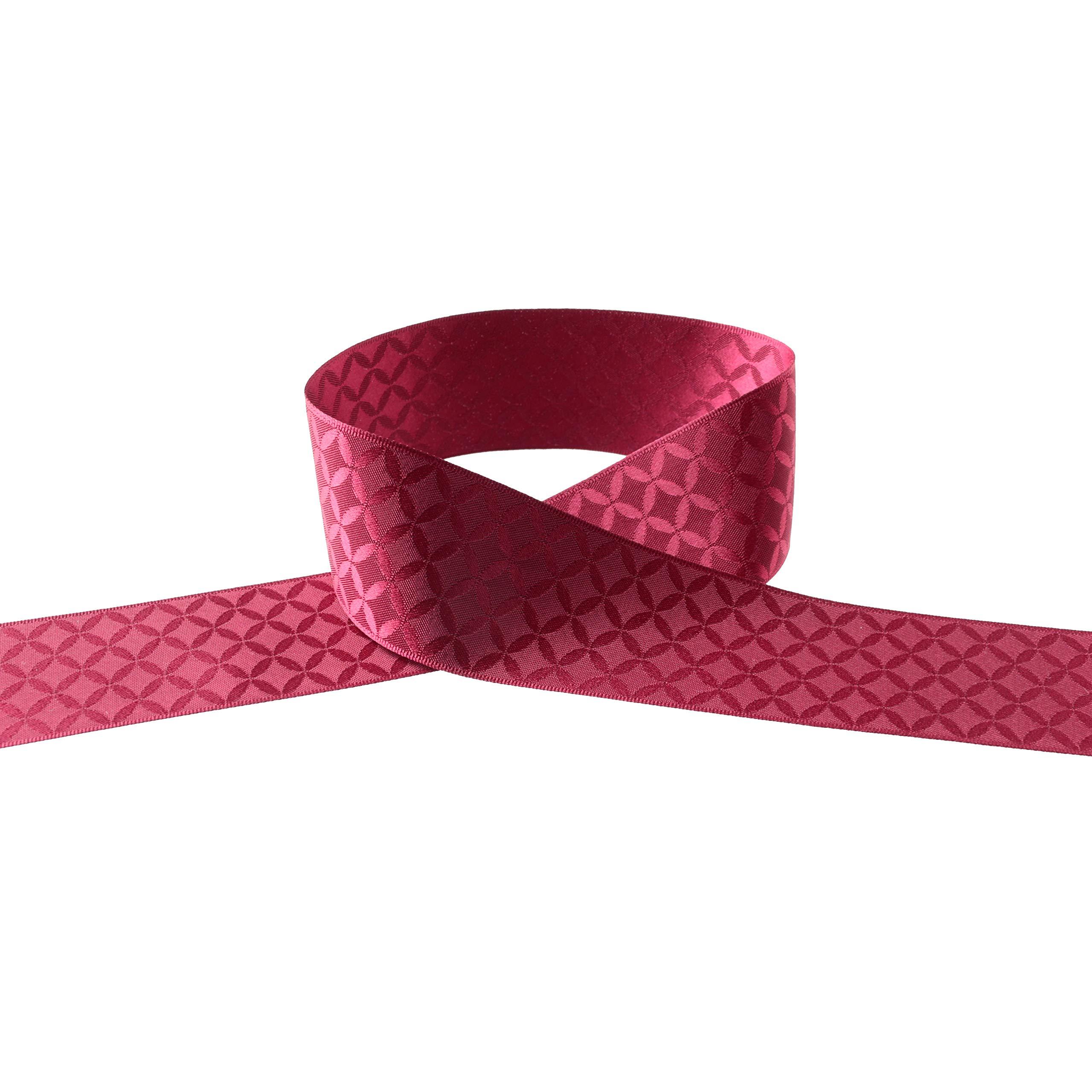 Konishi Ribbon Japanese Pattern Ribbon Romantic Style Cloisonné Pattern 36mm x 5m Roll Burgundy KR7200-36-35