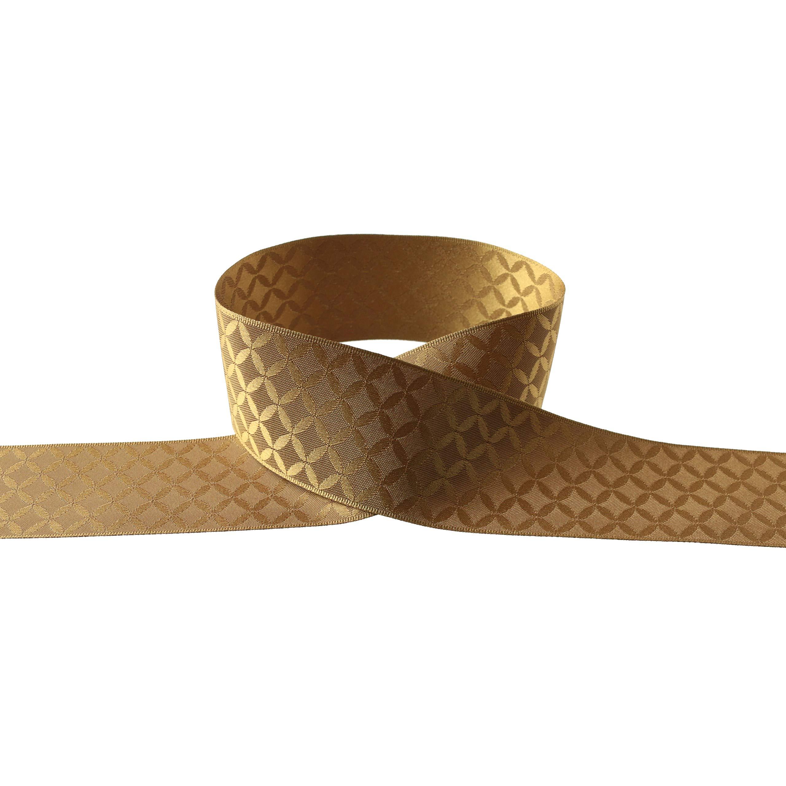 Konishi Ribbon Japanese Pattern Ribbon Romantic Style Cloisonné Pattern 36mm x 5m Roll Gold KR7200-36-49