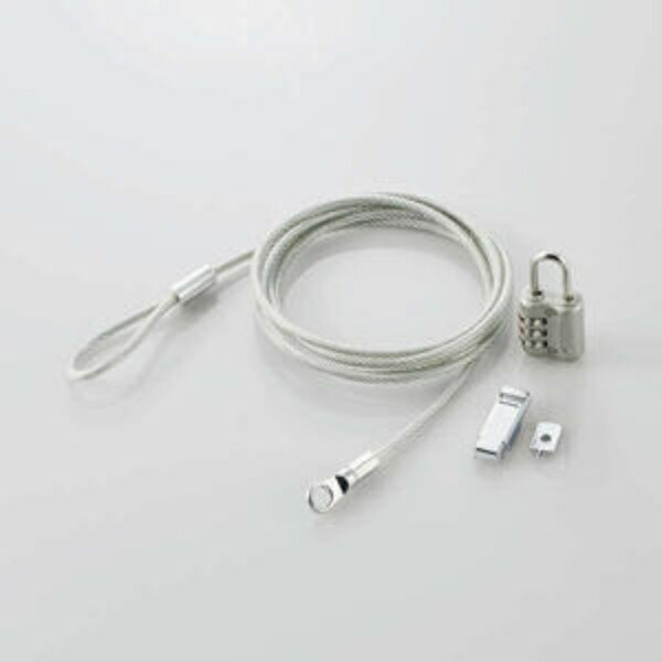 ELECOM Security Wire with Connector Mounting, Padlock, Dial Type, 3-Digit ESL-12