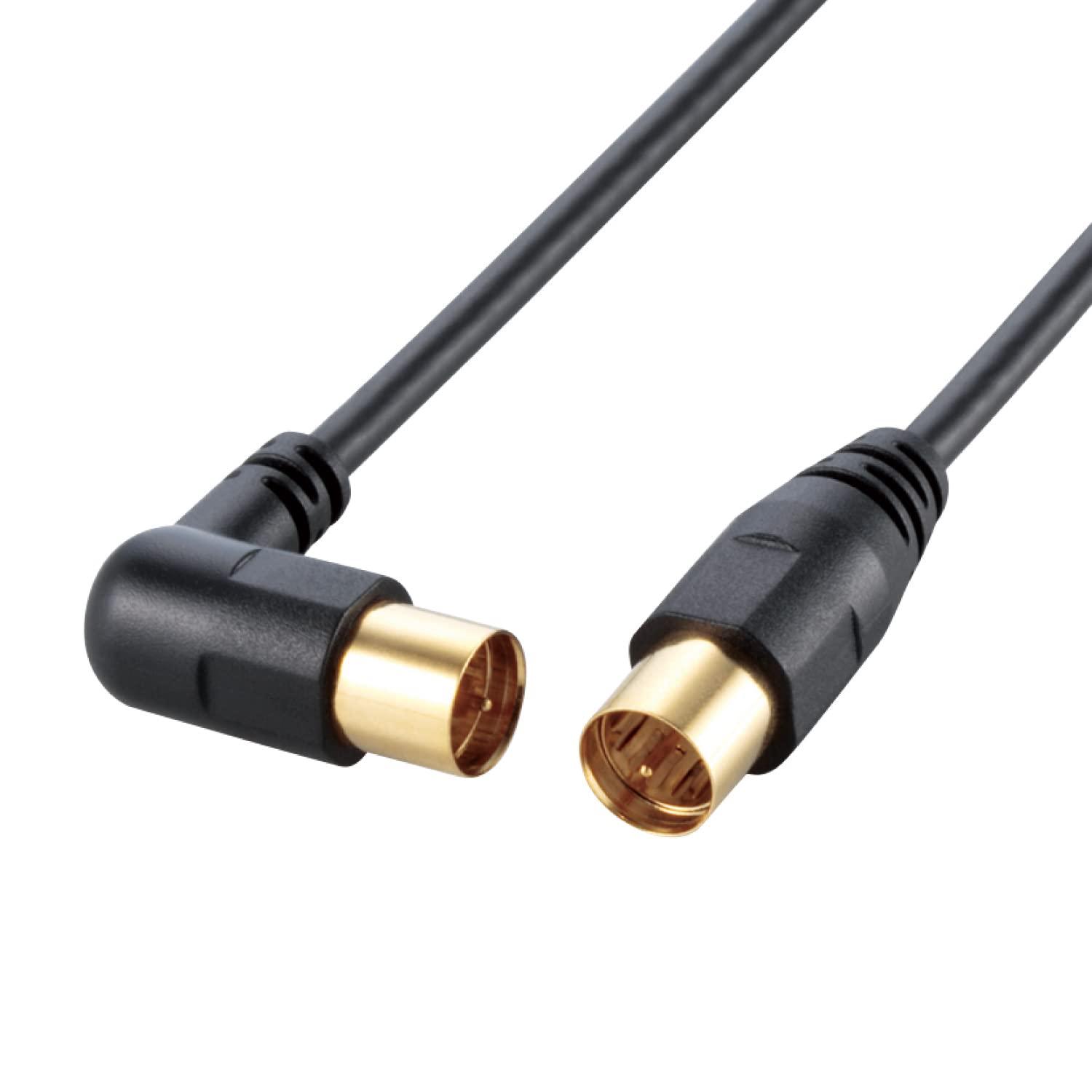 ELECOM Antenna Cable 2.5C Slim Type F-Type Connector Plug-in L-Shaped - Plug-in Straight Type 5m Black AV-ATLS50BK