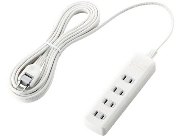 ELECOM Power Strip with Surge Protector and Swing Plugs, 4 Outlets, 5m, White T-K1A-2450WH