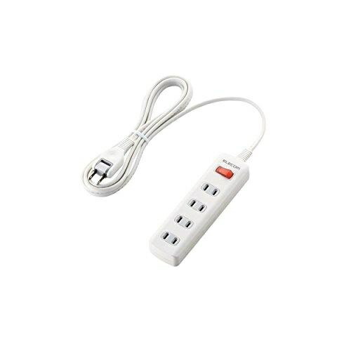 ELECOM Power Strip with Surge Protector, Master Switch, Swing Plugs, 4 Outlets, 2.5m, White T-K3A-2425WH