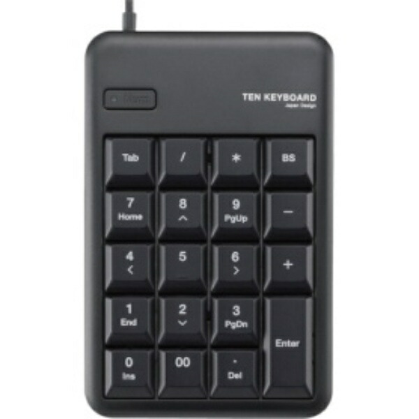 ELECOM Wired Membrane Numeric Keypad, M Size, with USB Port, RoHS Compliant, Black TK-TCM012BK/RS