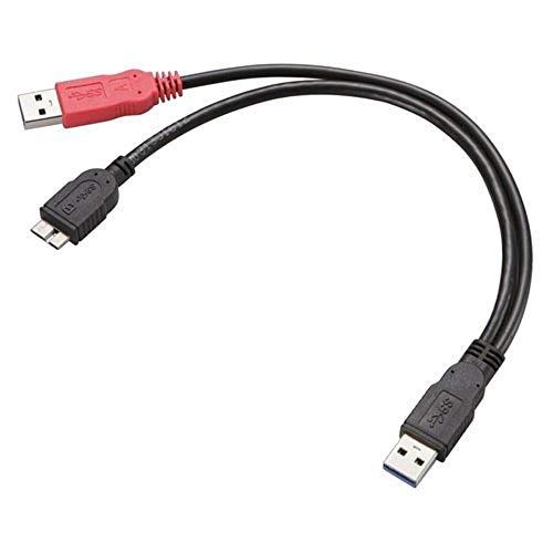 ELECOM USB Cable Y-Shaped Dual Power Cable USB 3.0 (USB Type-A Male to microB Male) Simple Packaging USB3-AAMB5DPBK