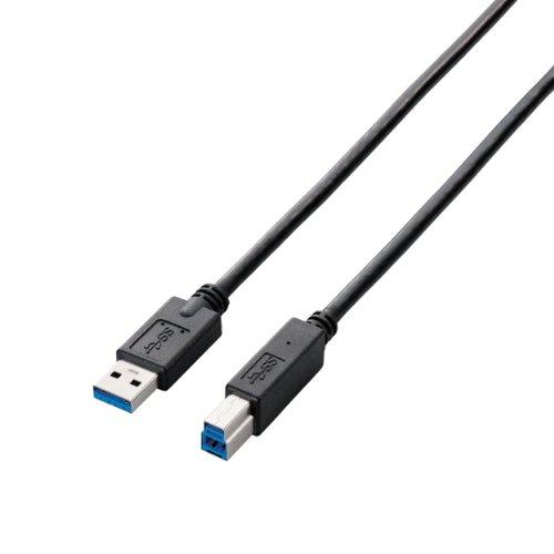 ELECOM USB Cable USB 3.0 (USB Type-A Male to USB Type-B Male) Standard 2m Black USB3-AB20BK