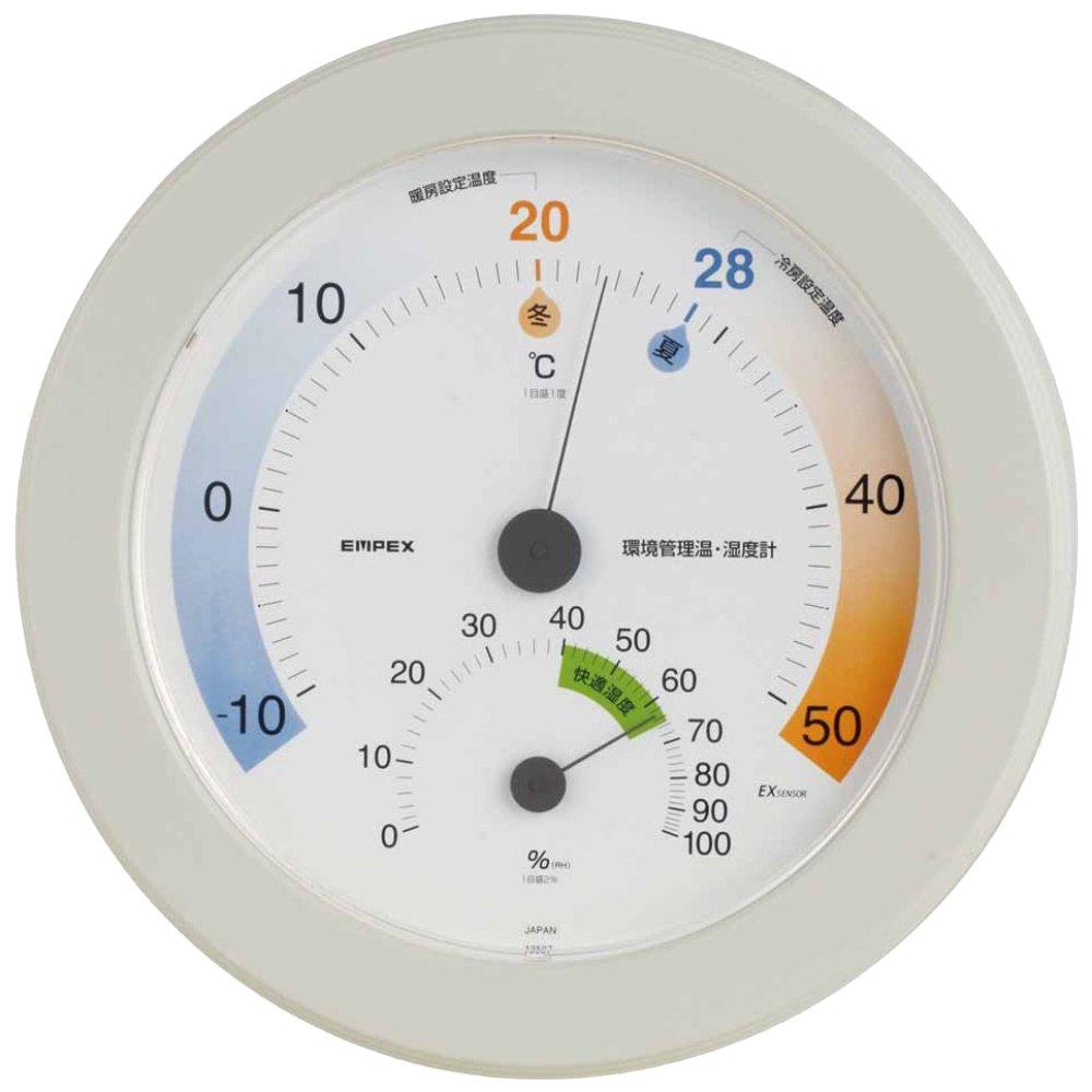 EMPEX Weather Station Thermometer & Hygrometer Environmental Management Thermohygrometer Wall-Mounted Made in Japan White TM-2771 23x23x2.7cm